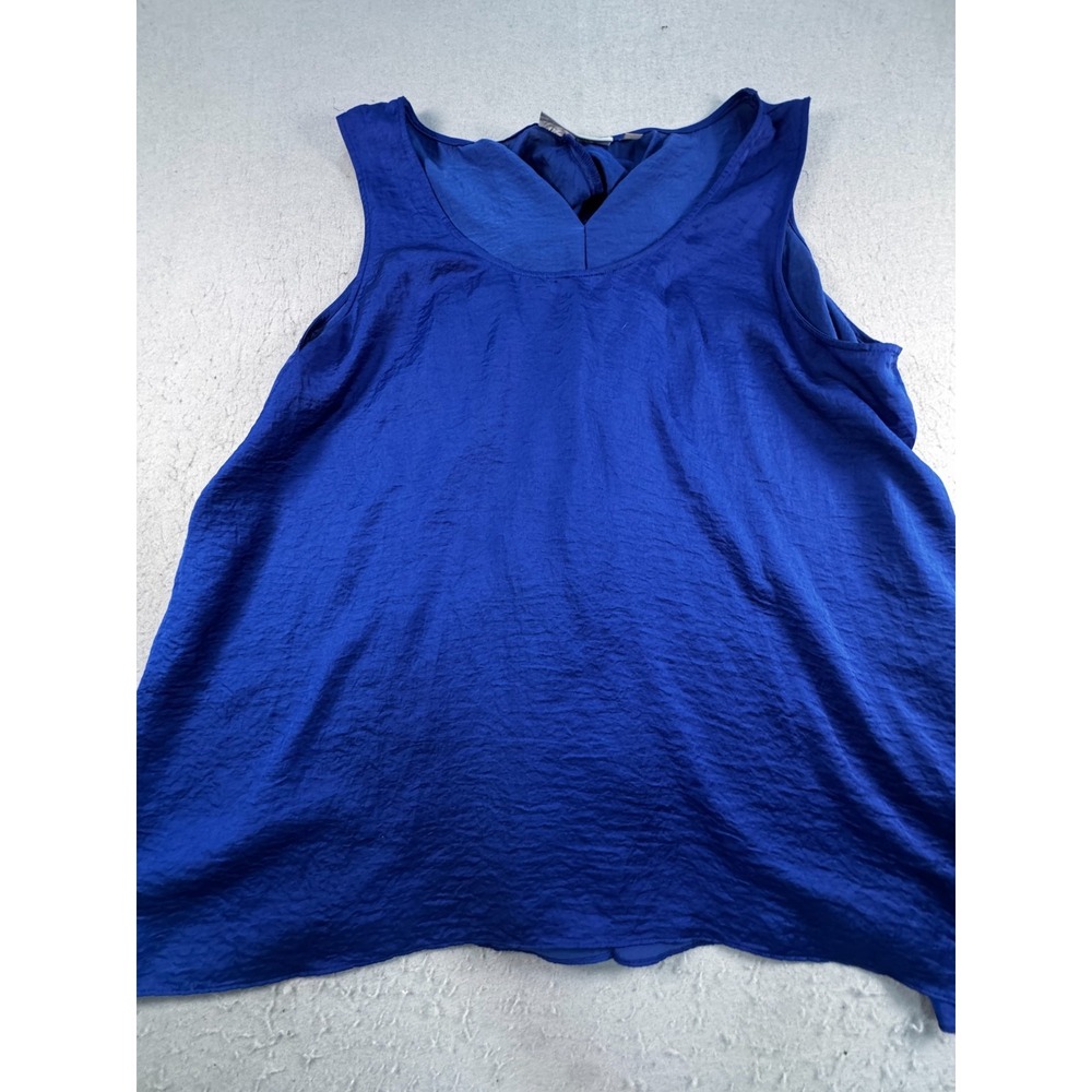 Avenue Studio Blouse Top Womens 22/24 Blue Ruffle Back Scoop Neck Sleeveless